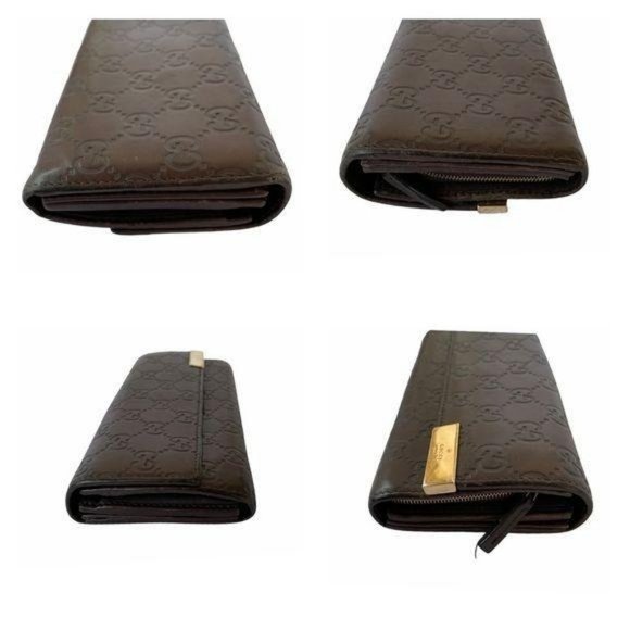 Authentic Gucci Wallet Long Brown Leather GG Logo Vintage On Sale - Picture 2 of 9